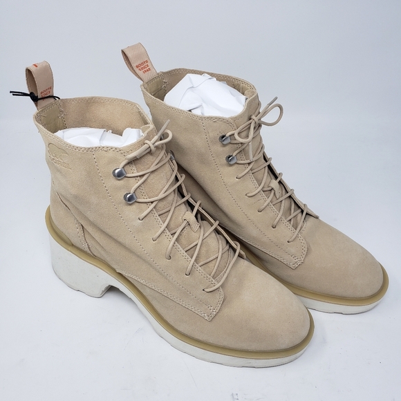 Sorel Hi-Line Lace Suede Leather Boots color chalk Size 12 NEW - Picture 3 of 7
